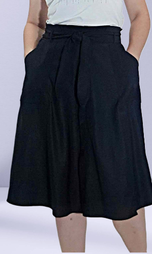 Черная юбка миди на резинке в складку (2)