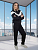 Черный костюм женский спортивный теплый с капюшоном (2)