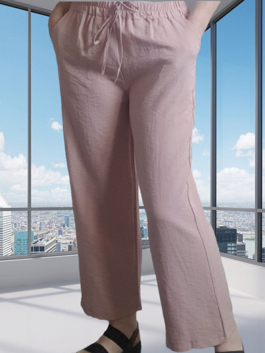 Летние брюки женские оверсайз с высокой посадкой