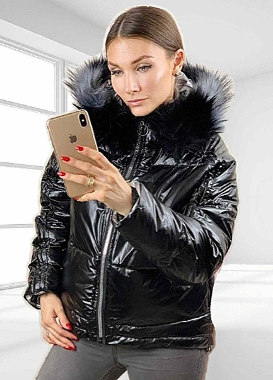 Черная зимняя куртка женская